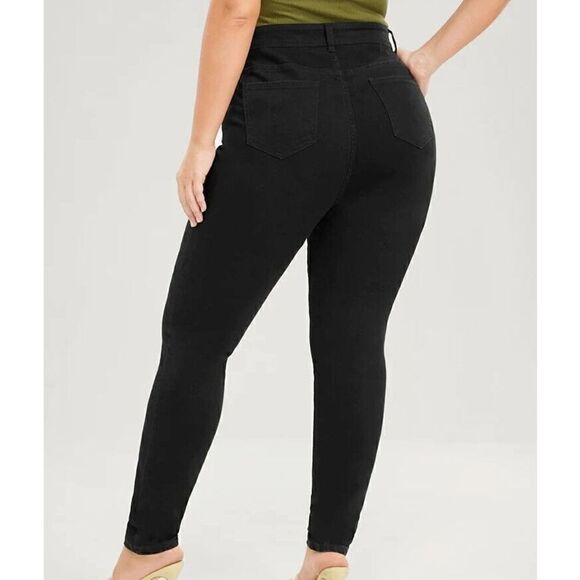 Y-125 Bloomchic Skinny Very Stretchy High Rise Black Wash Sculpt Waist Jeans 12 - Picture 2 of 2